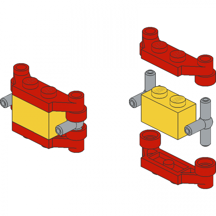 Pneumatic T with Plate 1×4 Offset