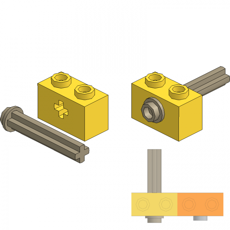 Axle 3 with Stud in Technic Brick