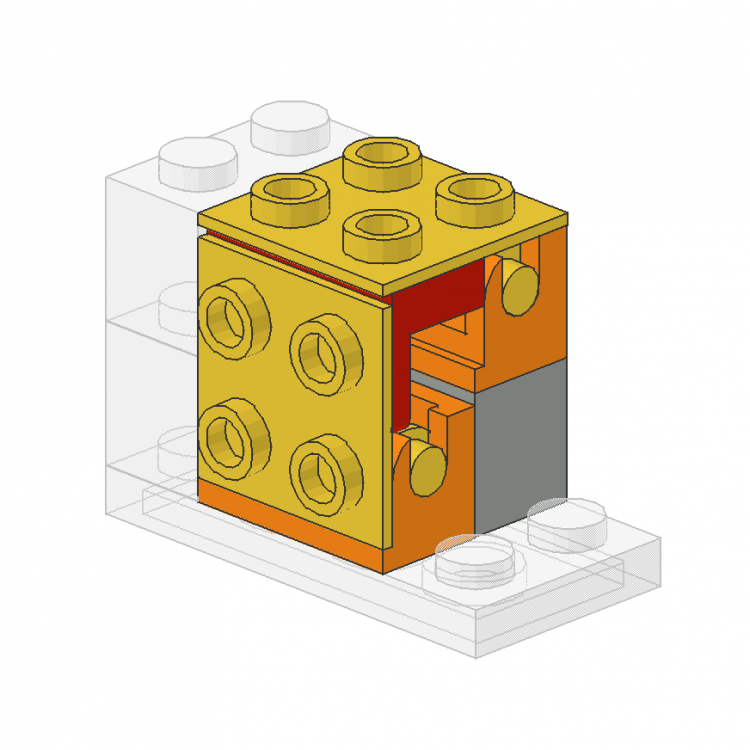 Panel 1 x 2 x 1 enclosed by Hinge 2 x 2 Tops